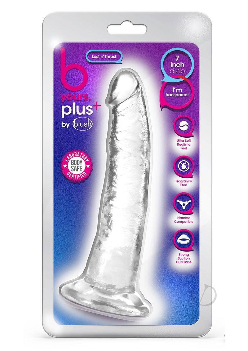 B Yours Plus Lust n` Thrust Realistic Dildo 7.5in - Clear