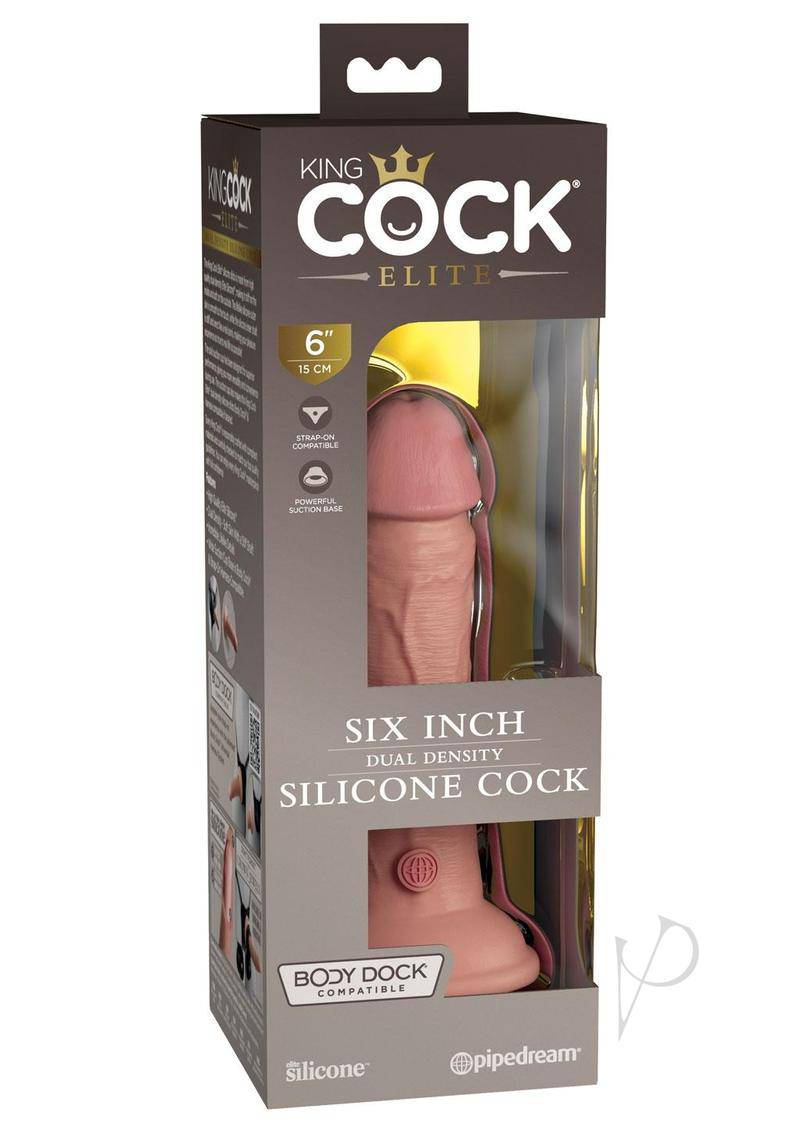 King Cock Elite Dual Density Silicone Dildo 6in - Vanilla