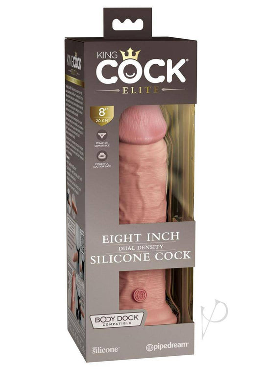 King Cock Elite Dual Density Silicone Dildo 8in - Vanilla