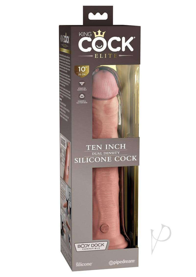 King Cock Elite Dual Density Silicone Dildo 10in - Vanilla