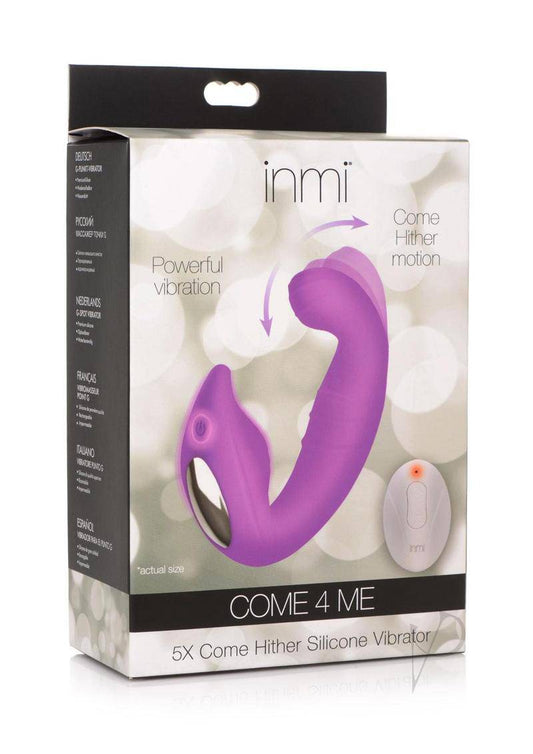 Inmi 5x Come Hither Rechargeable Silicone Vibrator with Remote Control - Purple