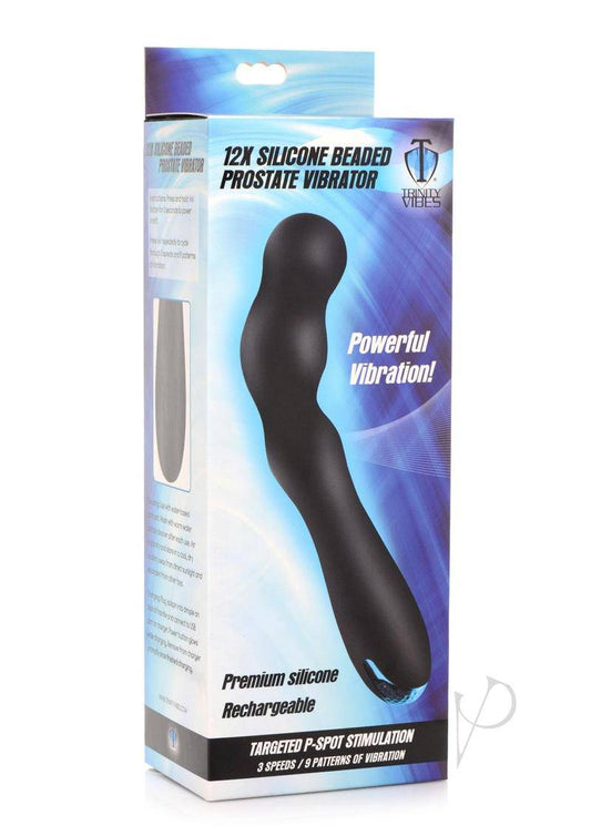 Trinity 4 Men Rechargeable Silicone Beaded Prostate Vibrator - Black