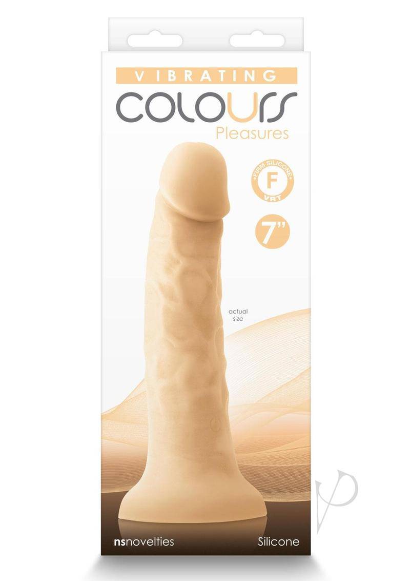 Colours Pleasures Silicone Vibrating Dildo 7in - White