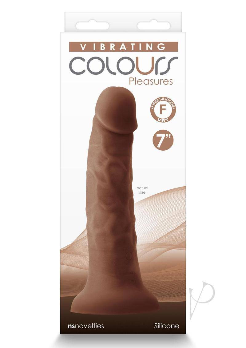 Colours Pleasures Silicone Vibrating Dildo 7in - Brown