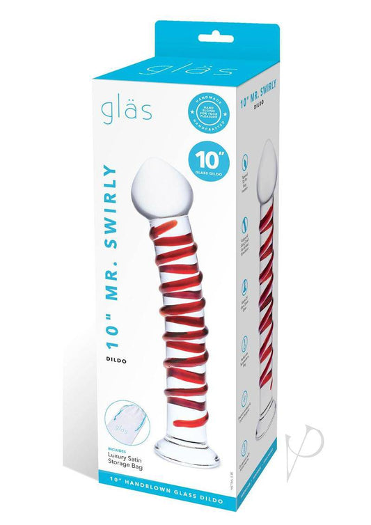 Glas Mr. Swirly Glass Dildo 10in - Clear/Red