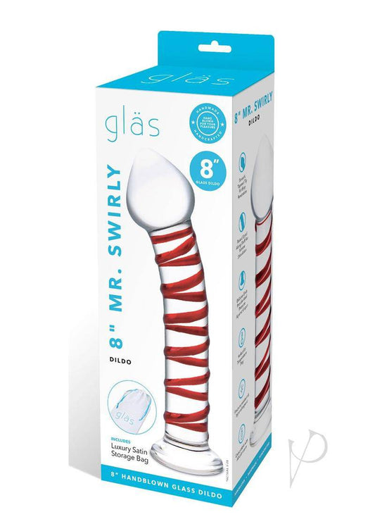 Glas Mr. Swirly Glass Dildo 8in - Clear/Red