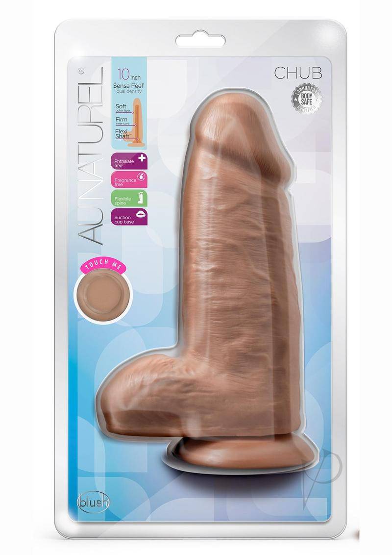 Au Naturel Chub Dildo with Suction Cup 10in - Mocha