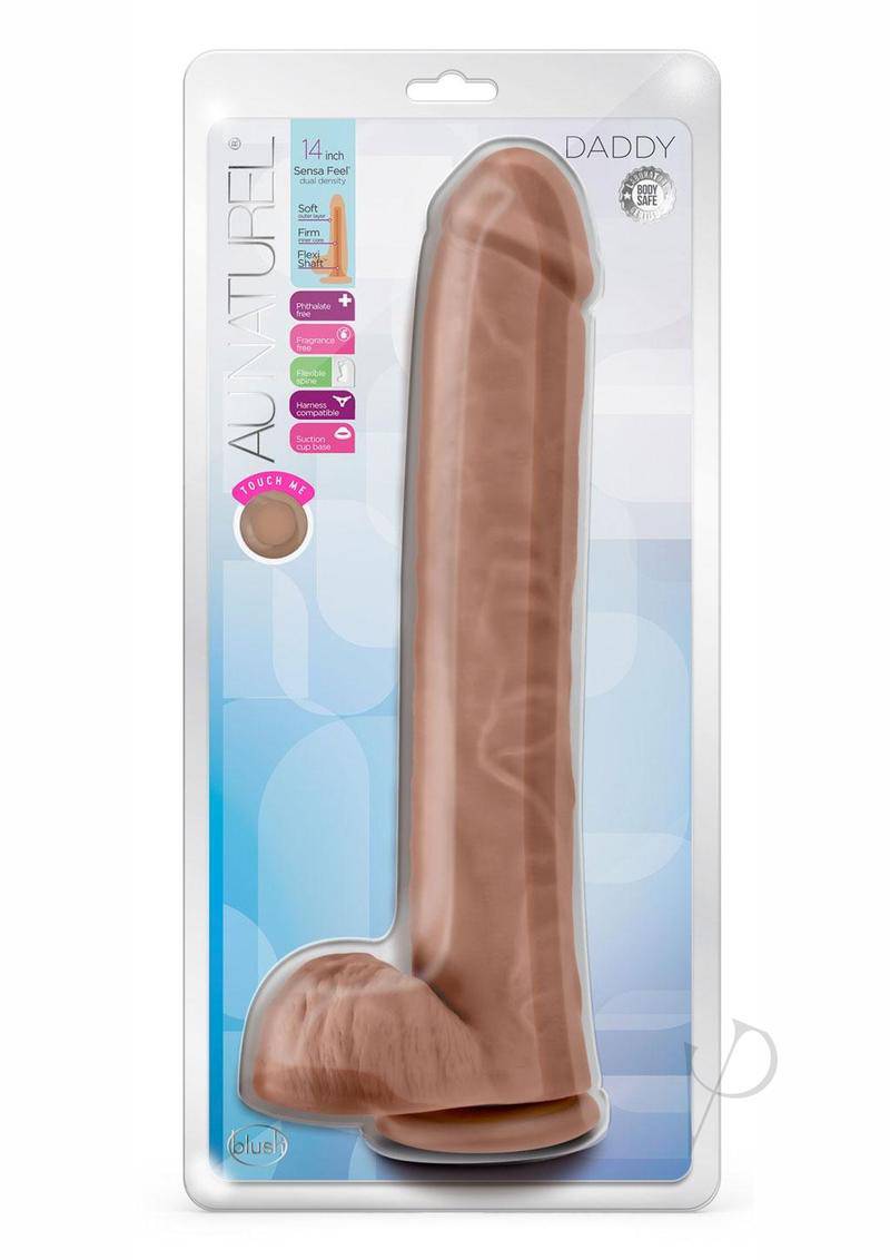 Au Naturel Daddy Sensa Feel Dual Density Dildo with Balls 14in - Mocha