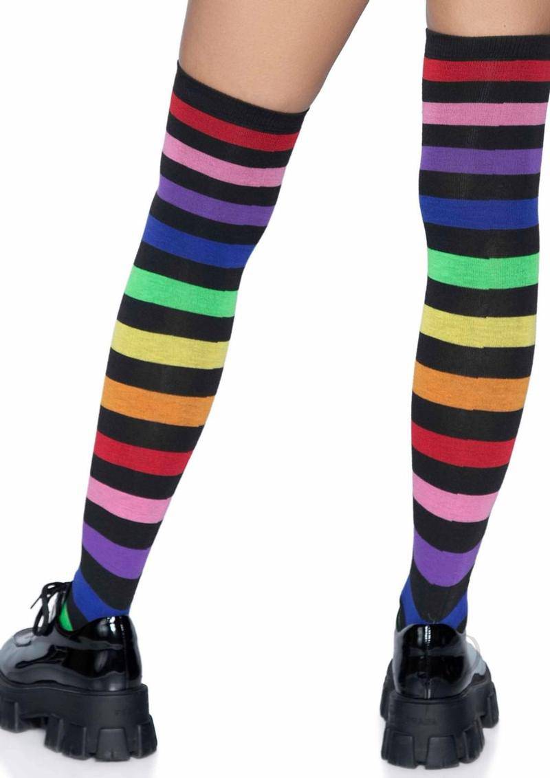 Acrylic Rainbow Thigh High Socks Os - Chambre Rouge