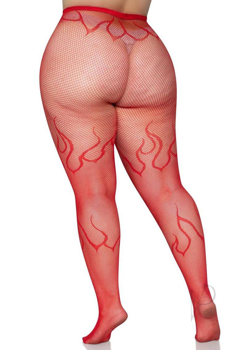 Flame Net Tights 1x/2x Red - Chambre Rouge