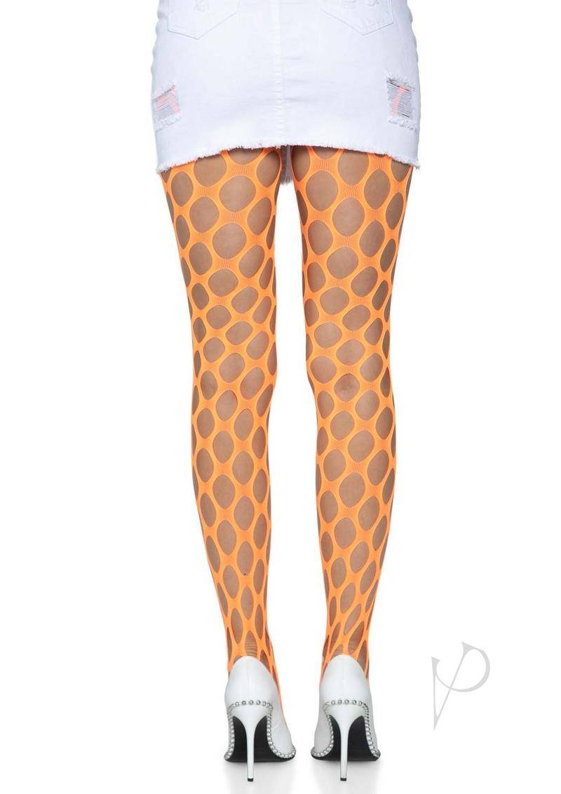 Jumbo Pothole Net Tights Os Neon Orange - Chambre Rouge