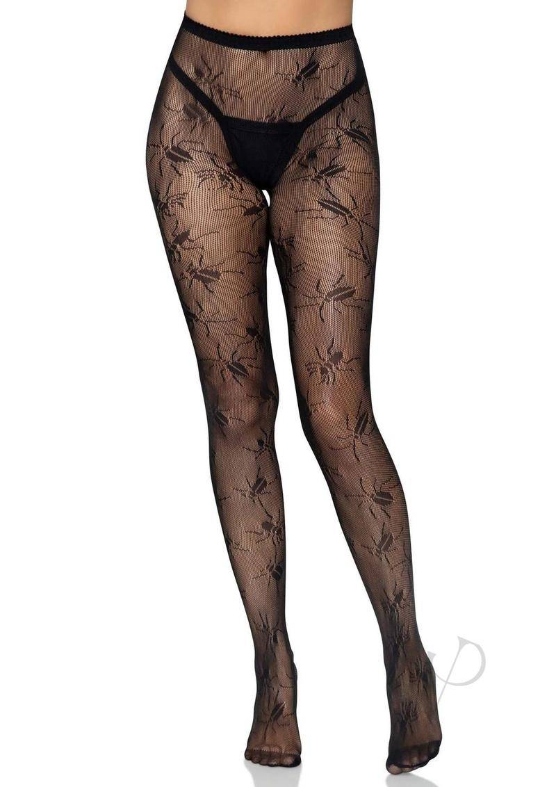 Leg Avenue Beetle Net Tights - O/S - Black