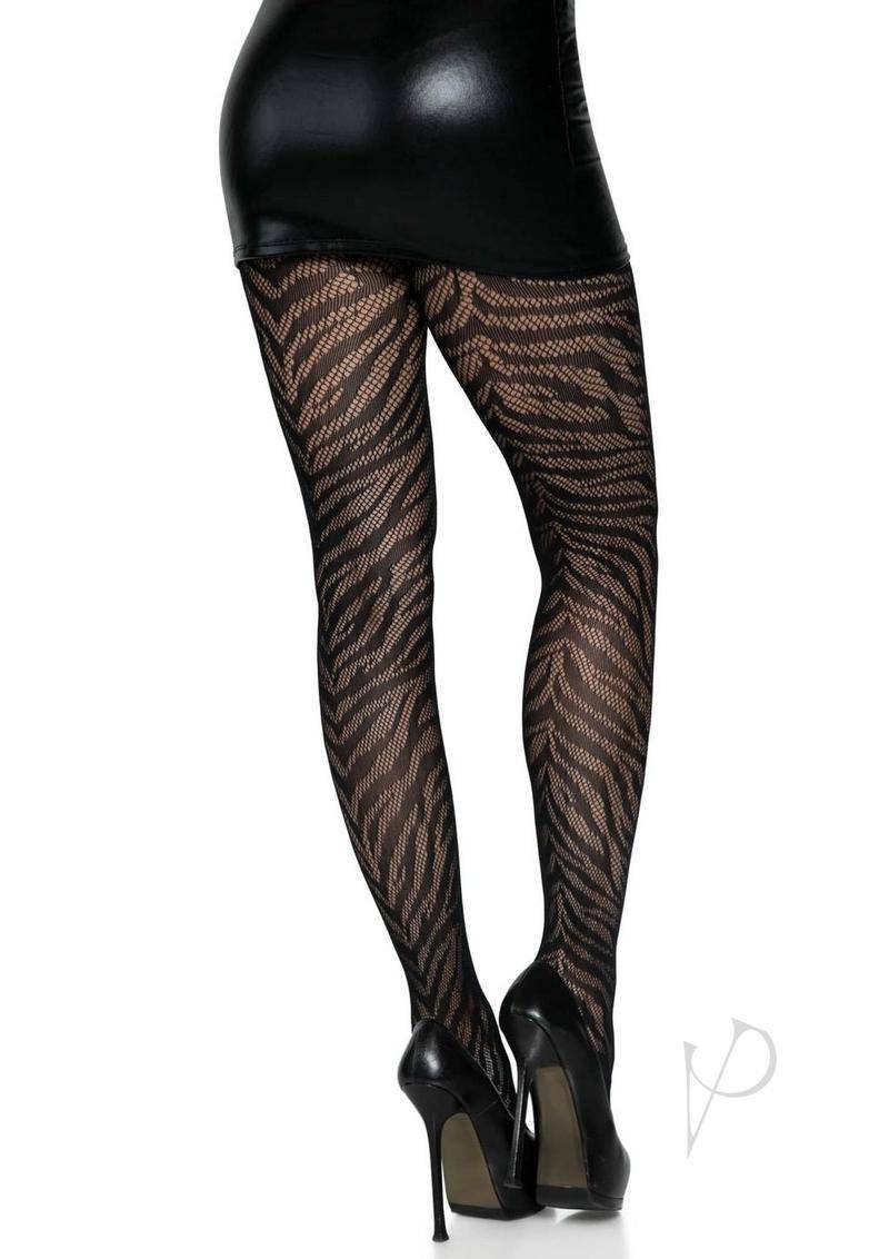 Zebra Net Tights Os Black - Chambre Rouge