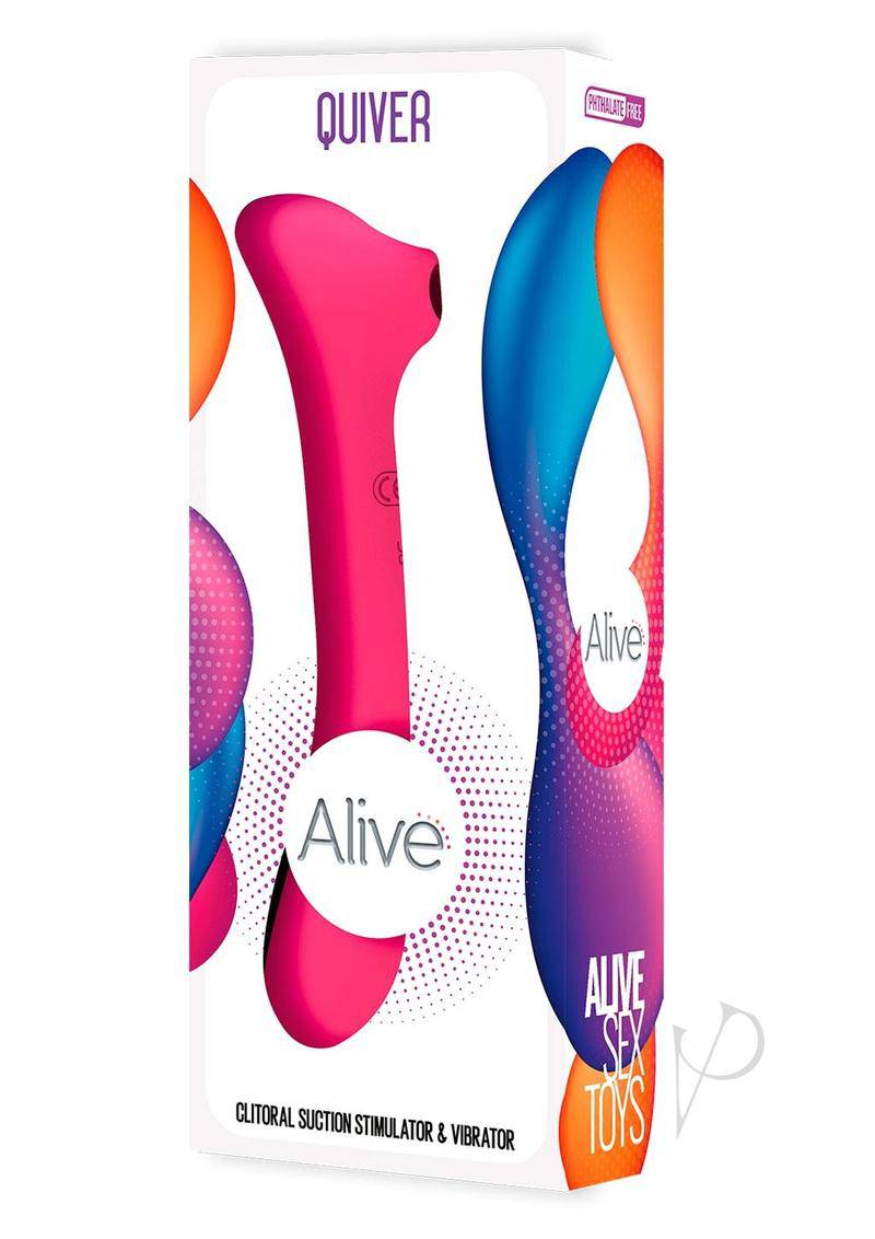 Alive Quiver Rechargeable Silicone Dual End Vibrator and Clitoral Stimulator - Magenta - Chambre Rouge