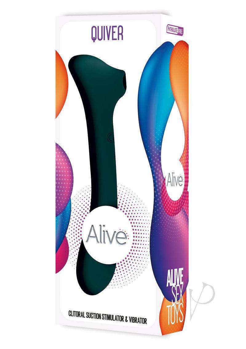 Alive Quiver Rechargeable Silicone Dual End Vibrator and Clitoral Stimulator - Teal - Chambre Rouge