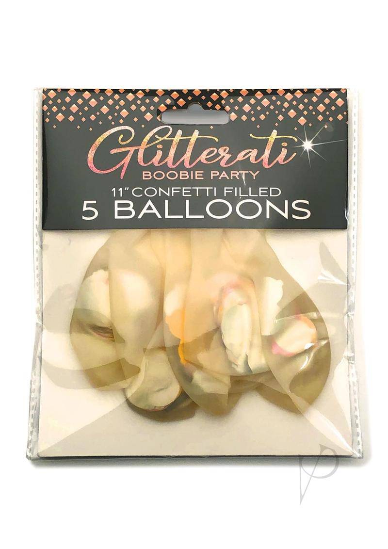 Glitterati Boobie Confetti Balloons (5 per Pack) - Assorted Colors