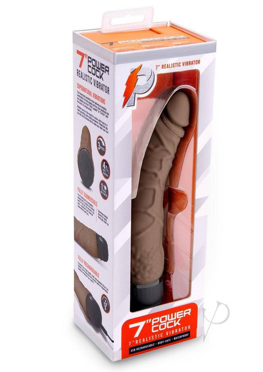 Powercocks Silicone Realistic Vibrator 7in - Chocolate - Chambre Rouge