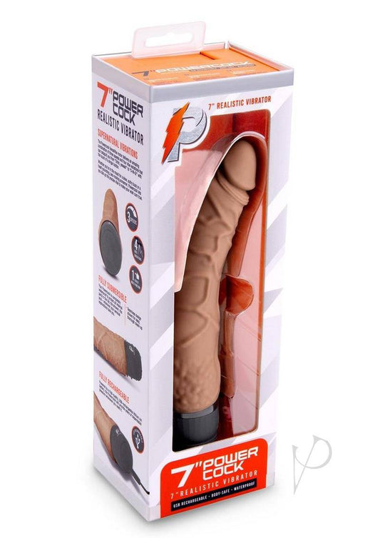 Powercocks Silicone Realistic Vibrator 7in - Caramel - Chambre Rouge