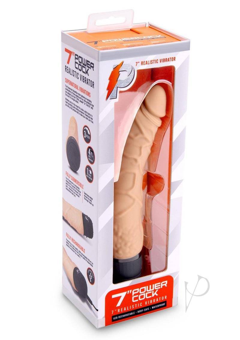 Powercocks Silicone Realistic Vibrator 7in - Vanilla - Chambre Rouge