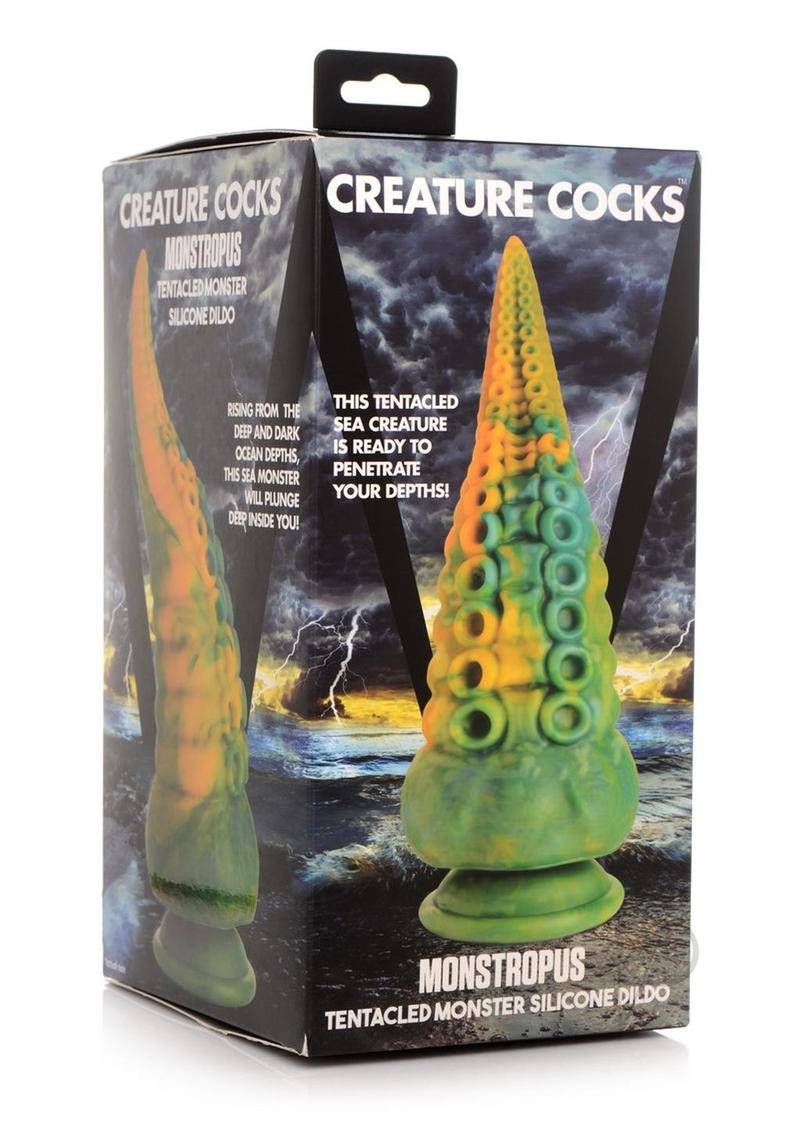 Creature Cocks Monstropus Tentacled Monster Silicone Dildo - Green/Yellow/Blue - Chambre Rouge