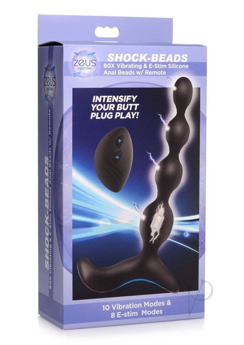 Zeus Shock Beads 80X Vibrating & E-Stim Rechargeable Silicone Anal Beads with Remote Control - Chambre Rouge