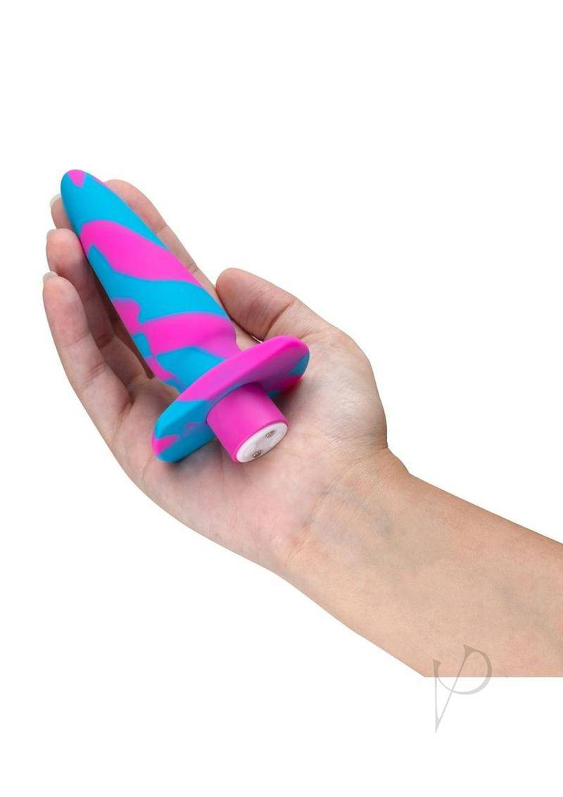 Avant Vibrotize Rechargeable Silicone Anal Plug - Fuchsia/Turquoise - Chambre Rouge