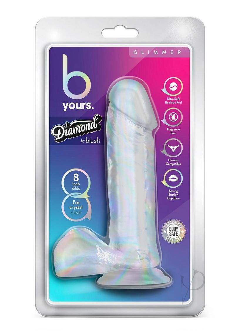 B Yours Diamond Glimmer Dildo 8in - Clear - Chambre Rouge