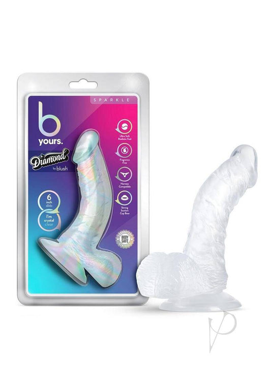 B Yours Diamond Sparkle Dildo 6.5in - Clear - Chambre Rouge