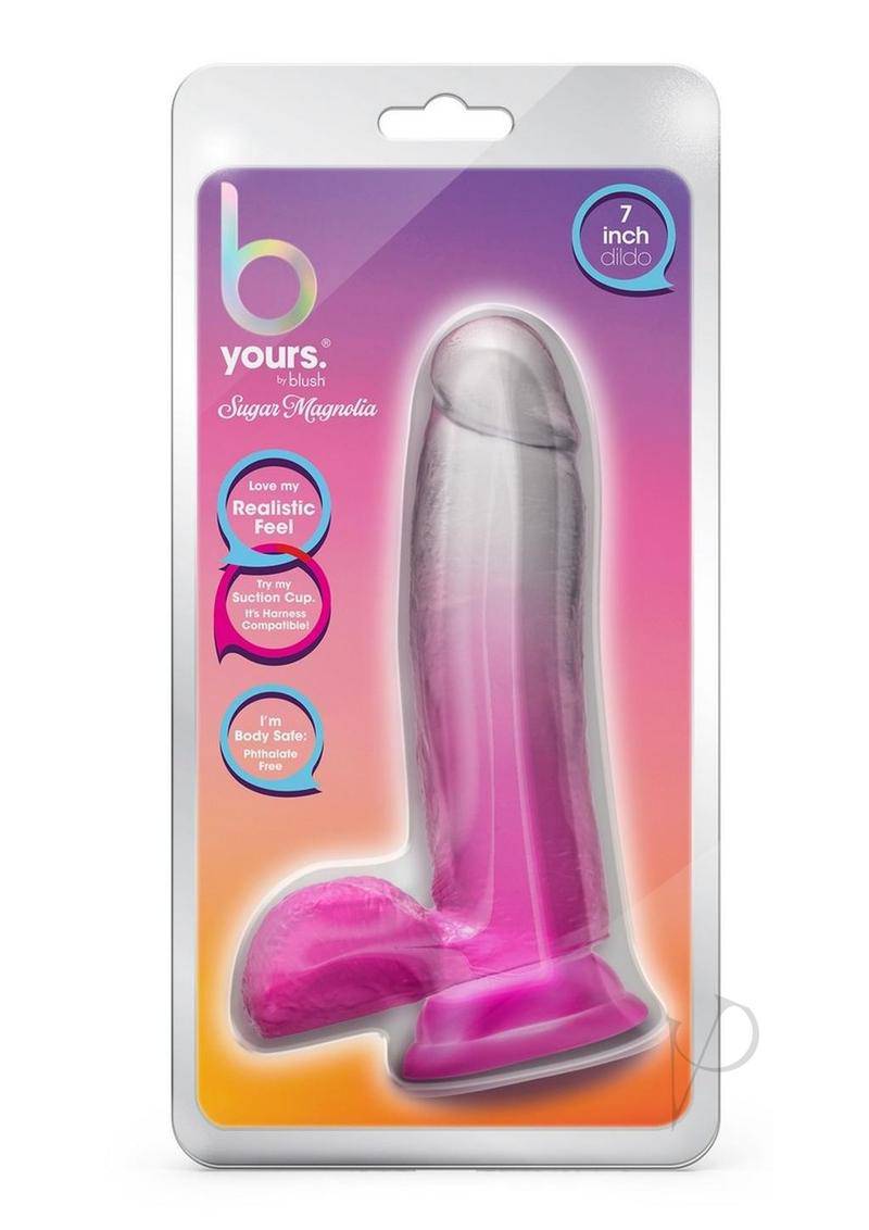 B Yours Sugar Magnolia Dildo 7in Fuschia - Pink/Clear - Chambre Rouge