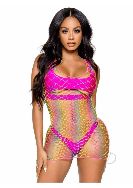 Rainbow Net Tank Mini Dress - O/S - Multicolor - Chambre Rouge