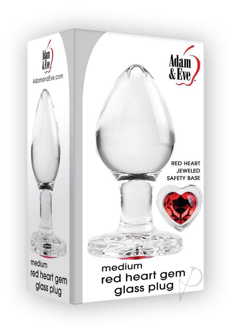 Aande Red Heart Gem Glass Plug Med - Chambre Rouge