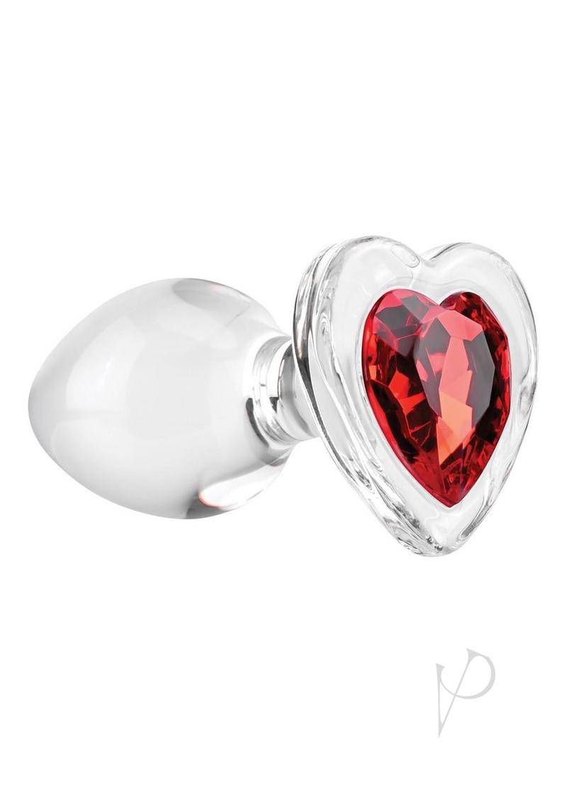 Aande Red Heart Gem Glass Plug Med - Chambre Rouge