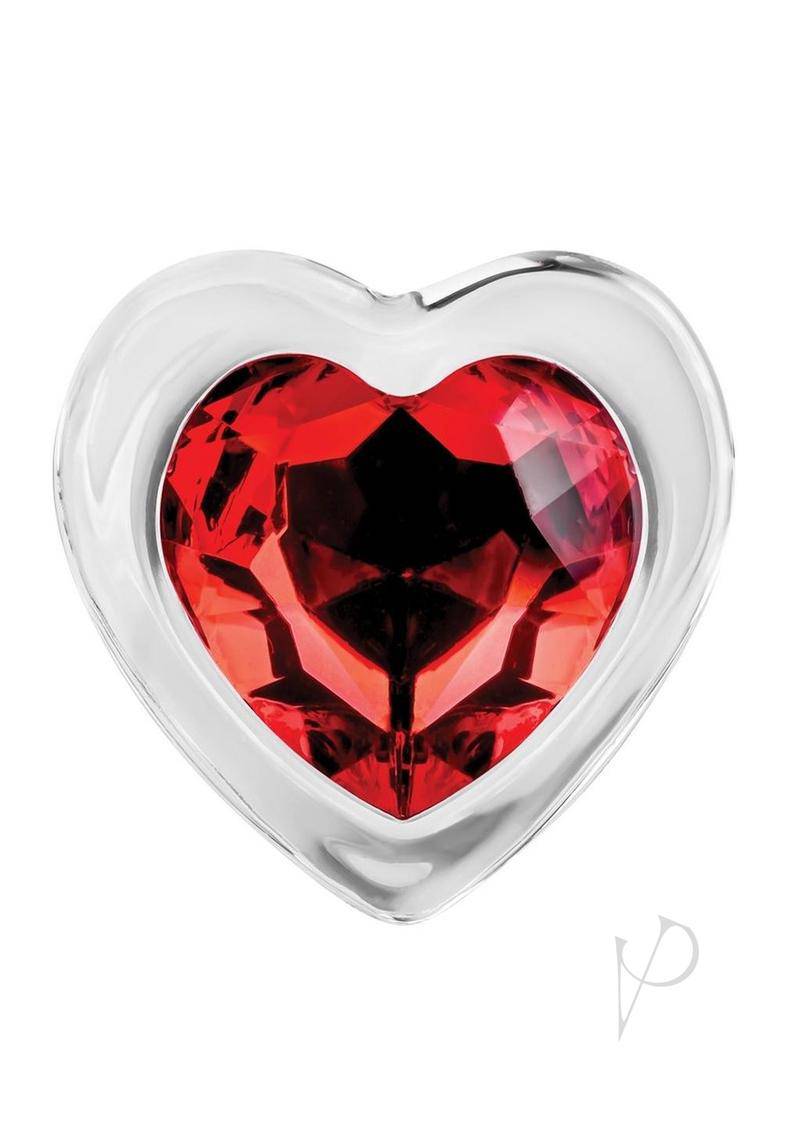 Aande Red Heart Gem Glass Plug Med - Chambre Rouge