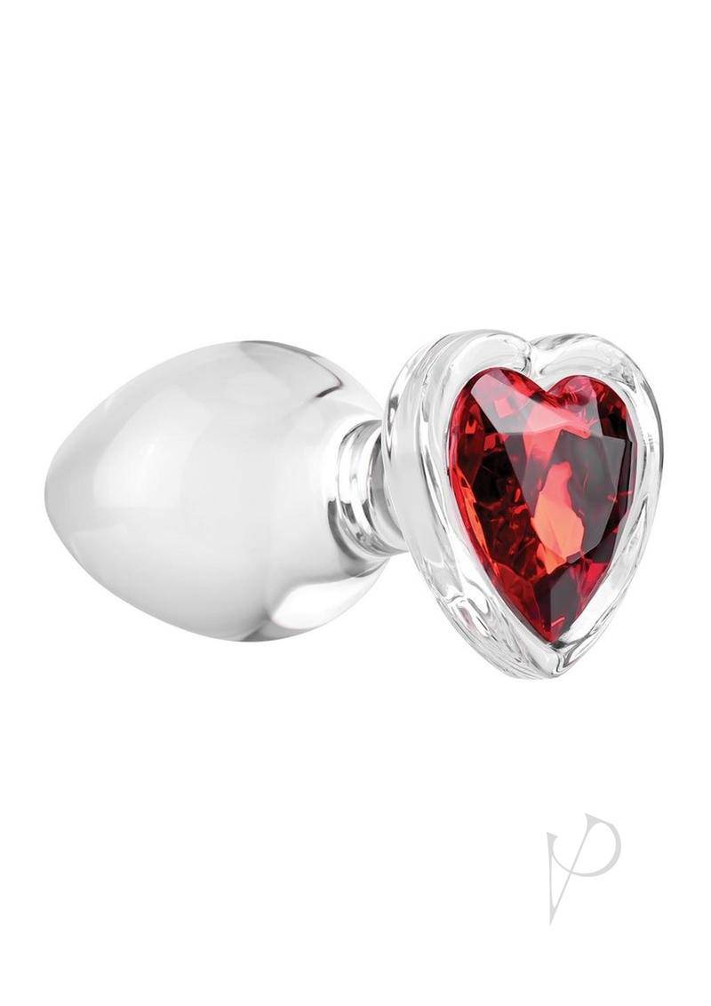 Aande Red Heart Gem Glass Plug Lg - Chambre Rouge