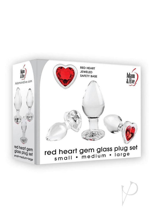 Aande Red Heart Gem Glass Plug Set - Chambre Rouge