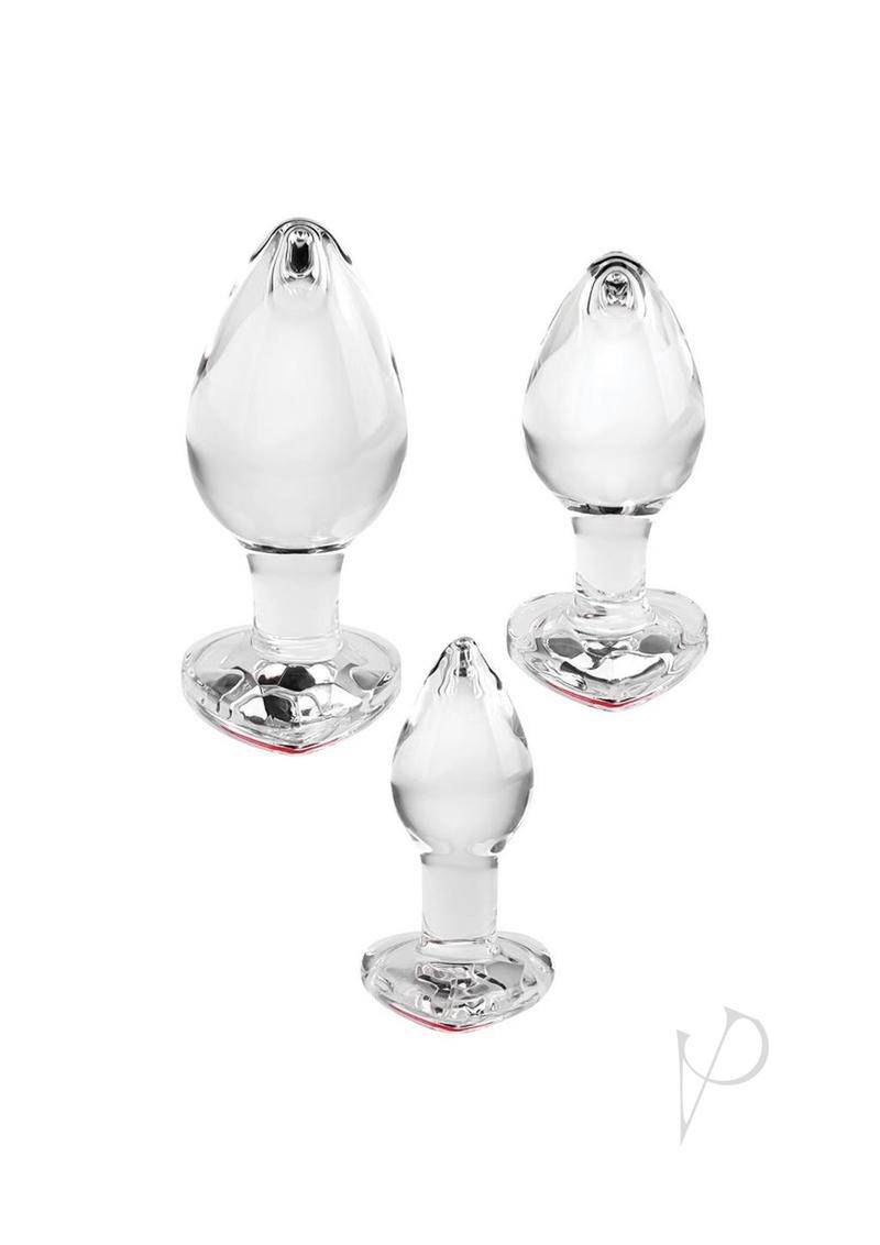 Aande Red Heart Gem Glass Plug Set - Chambre Rouge