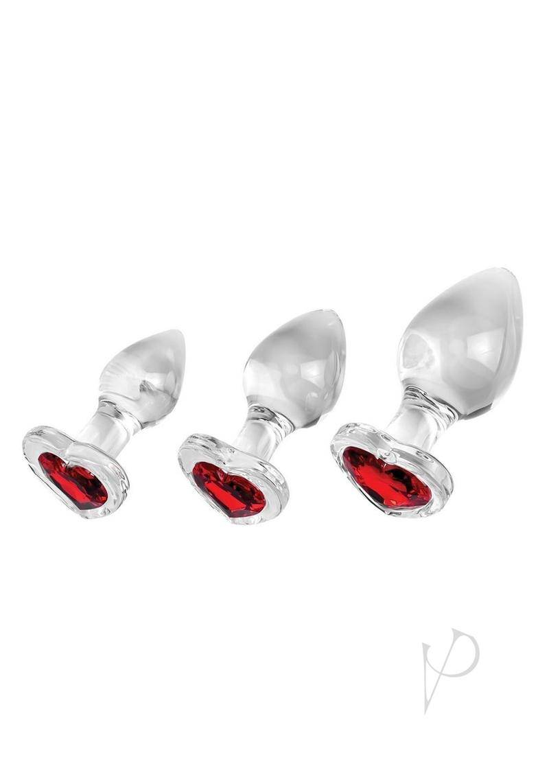 Aande Red Heart Gem Glass Plug Set - Chambre Rouge