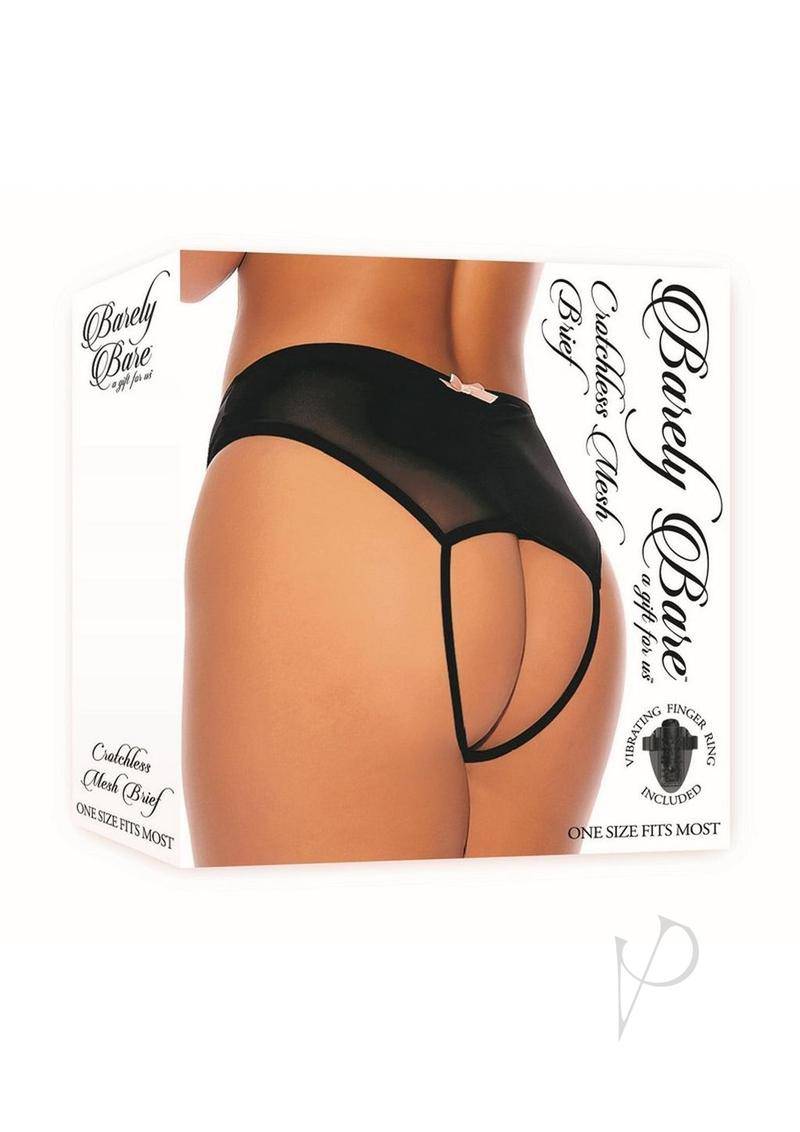 Barely B Crotchless Mesh Brief Blk Os - Chambre Rouge