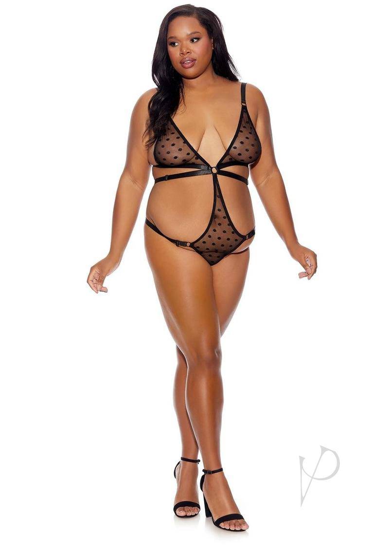 Barely B Strappy Bikini Teddy Blk Pls - Chambre Rouge