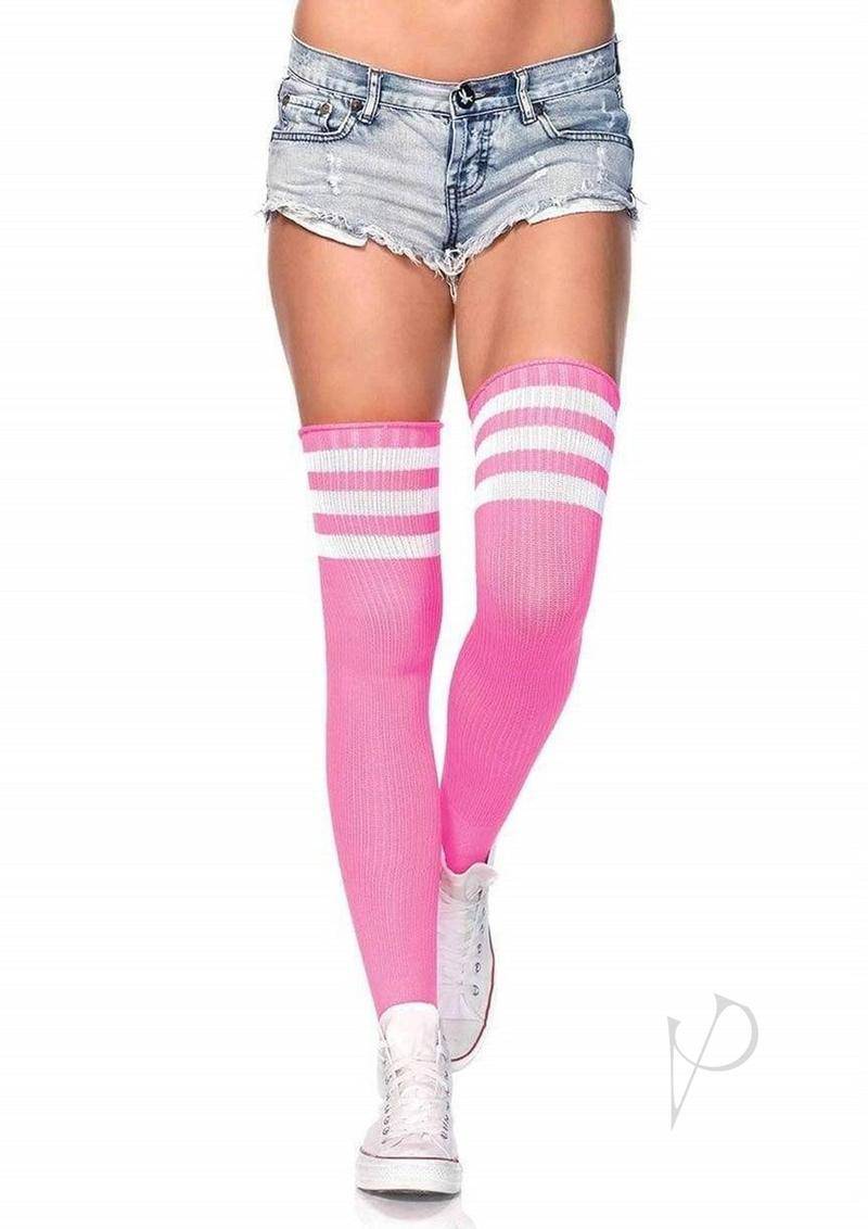 Athlete Thigh Hi 3 Stripe Os Pink - Chambre Rouge