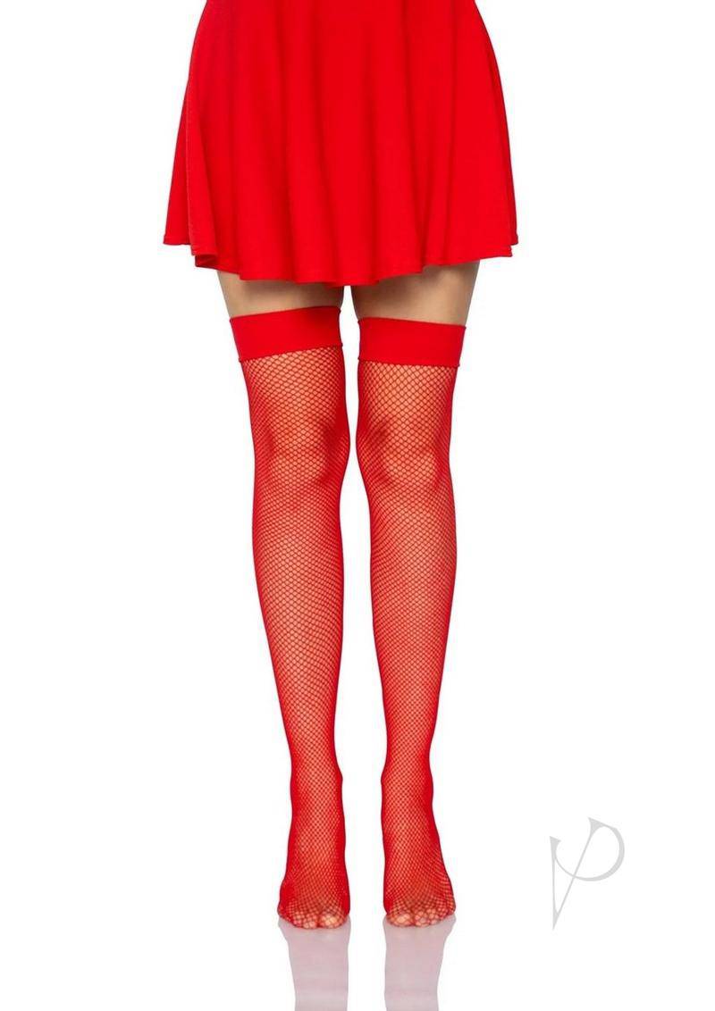 Nylon Fishnet Stocking Os Red - Chambre Rouge