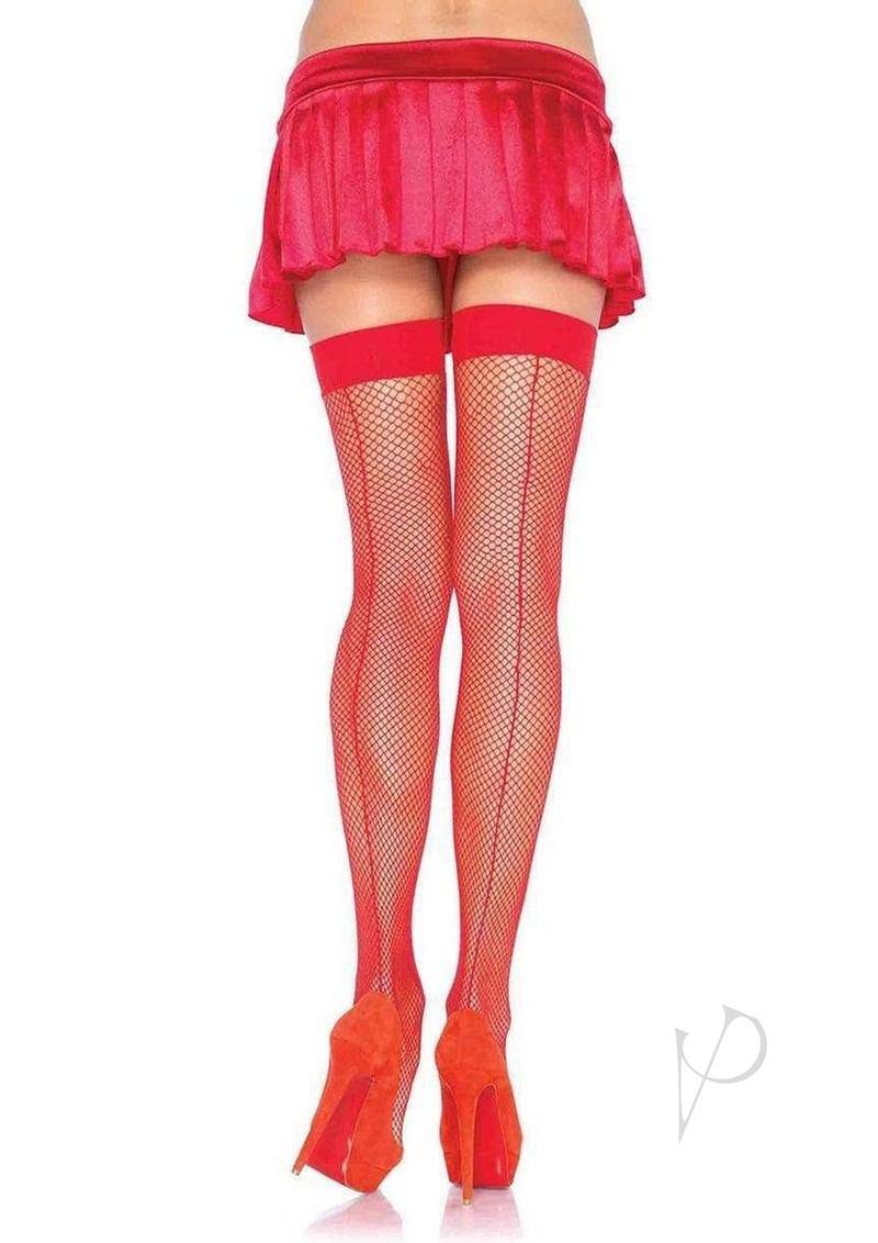 Fishnet Stocking Back Seam Os Red - Chambre Rouge