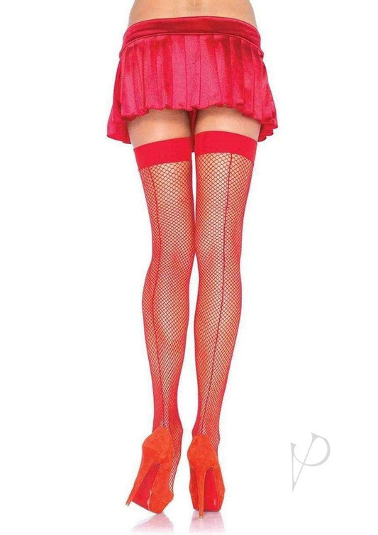 Fishnet Stocking Back Seam Os Red - Chambre Rouge