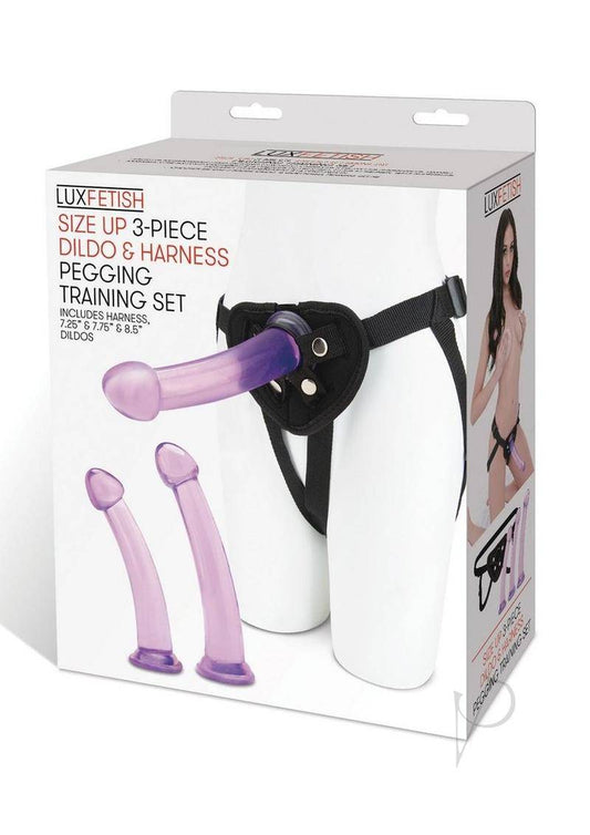 Lux Fetish Size Up Dildo and Harness Pegging Training Set (3 Piece) - Purple - Chambre Rouge