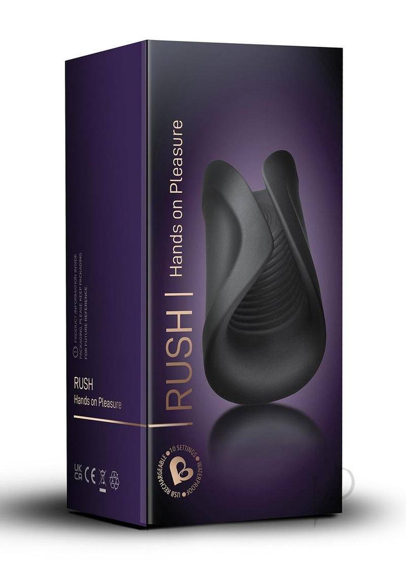 Rush Silicone Vibrating Textured Masturbator - Black - Chambre Rouge