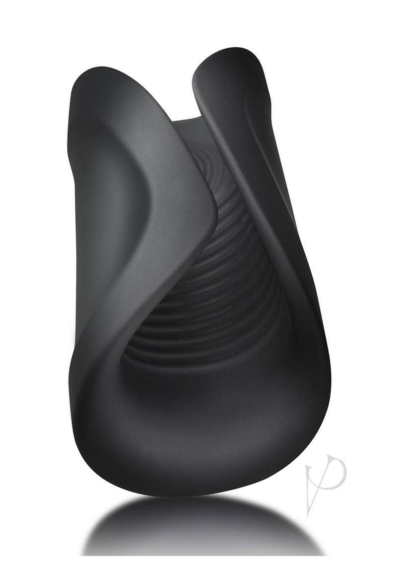 Rush Silicone Vibrating Textured Masturbator - Black - Chambre Rouge