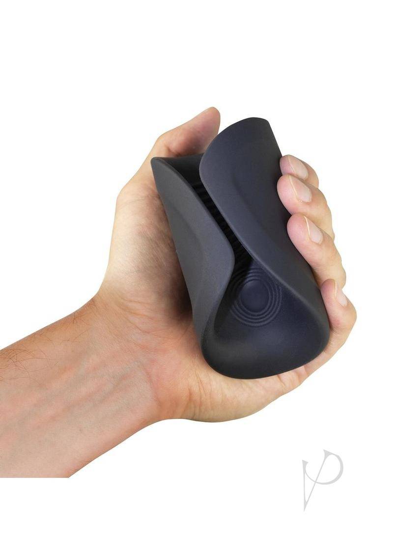 Rush Silicone Vibrating Textured Masturbator - Black - Chambre Rouge