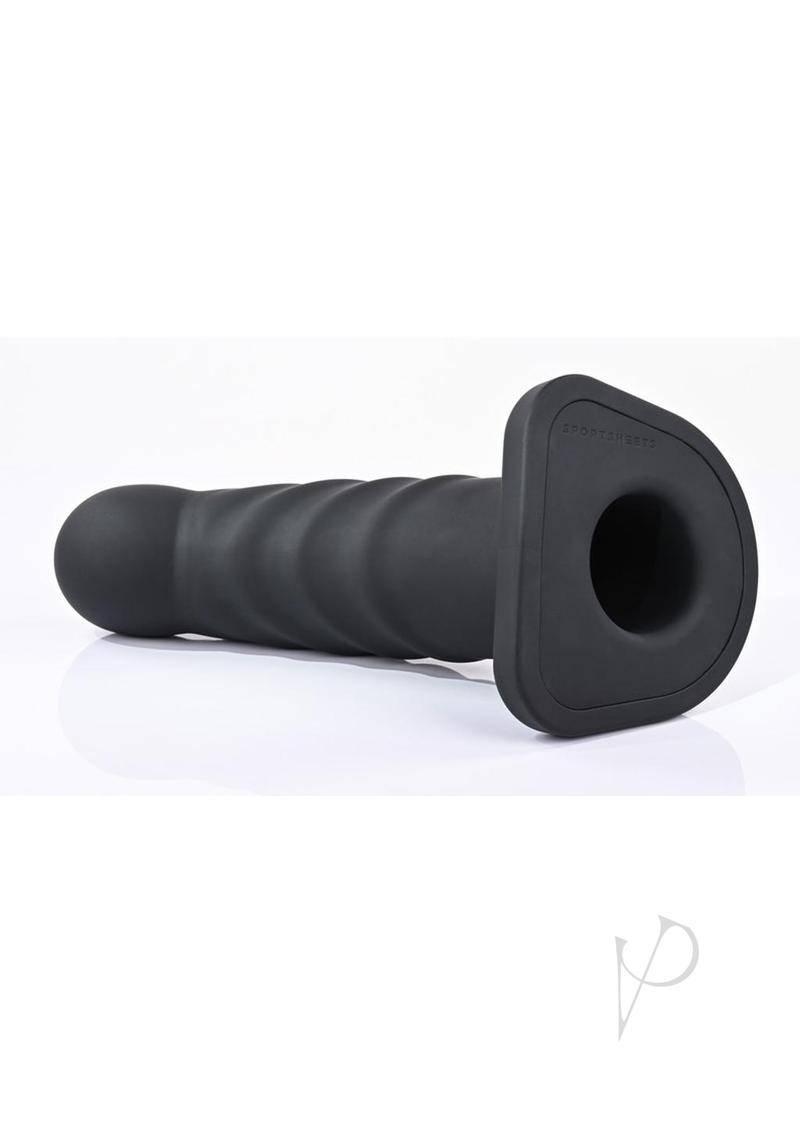 Banx Ribbed Hollow Dildo 8in - Black - Chambre Rouge