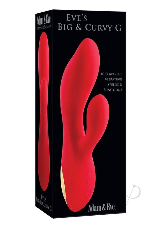 Adam & Eve Eve's Big and Curvy G Rechargeable Silicone Dual Vibrator - Red - Chambre Rouge