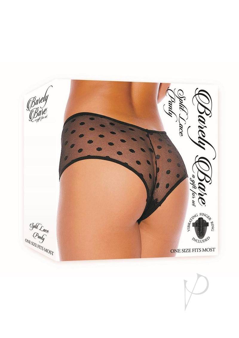 Barely Bare Split Lace Panty - O/S - Black - Chambre Rouge